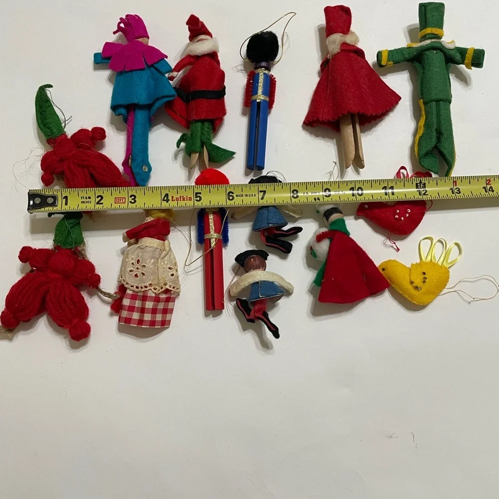 CHRISTMAS Vintage Bundle Felt Yarn Handmade Christmas Tree Holiday Ornaments